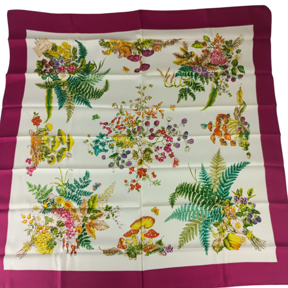 GUCCI Scarf/Muffler, Vittorio Accornero Mushroom Pattern, Multicolor, 100% Si...